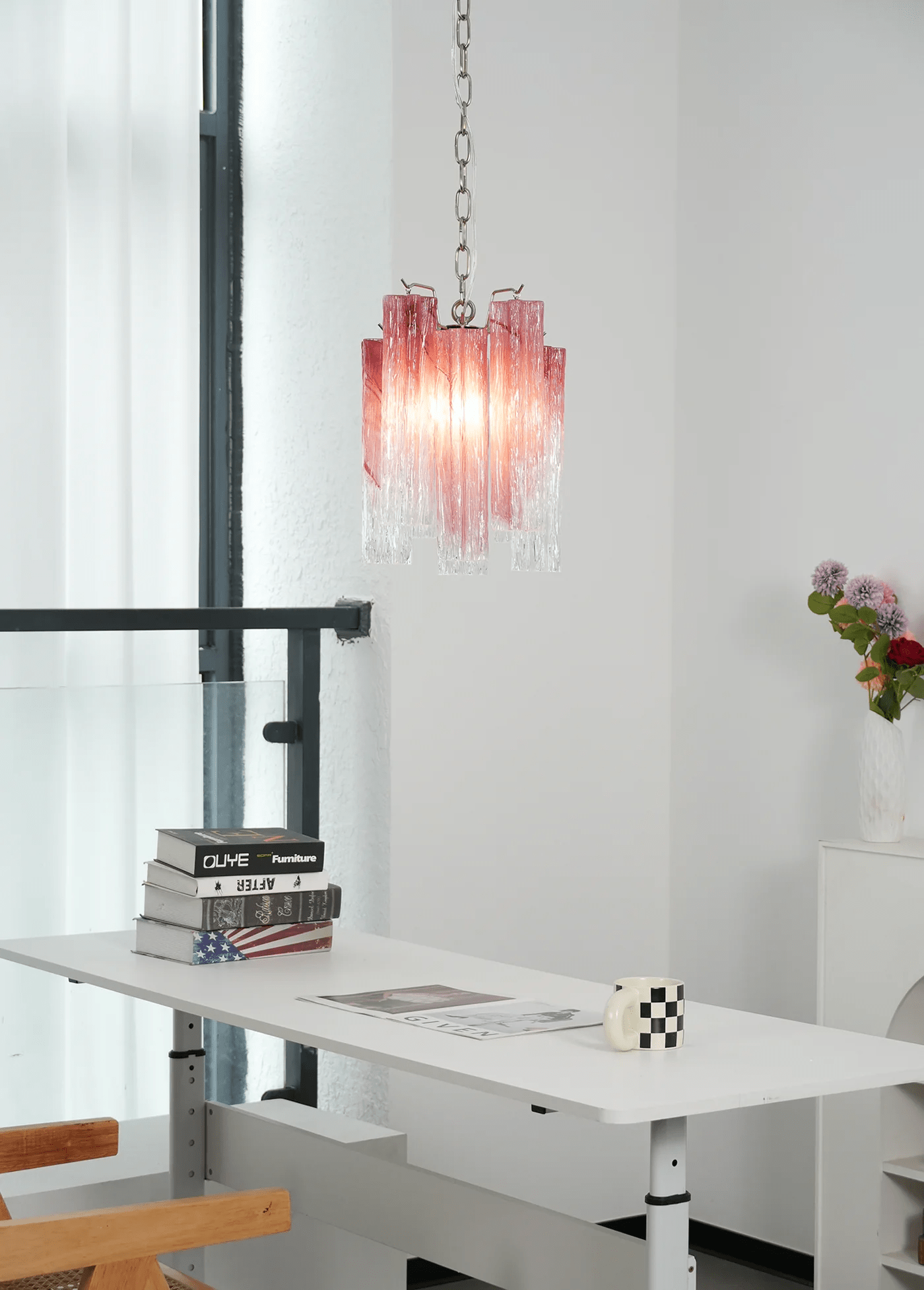 Aurora Chandelier Pink Gradient Murano Glass - Blowlighting