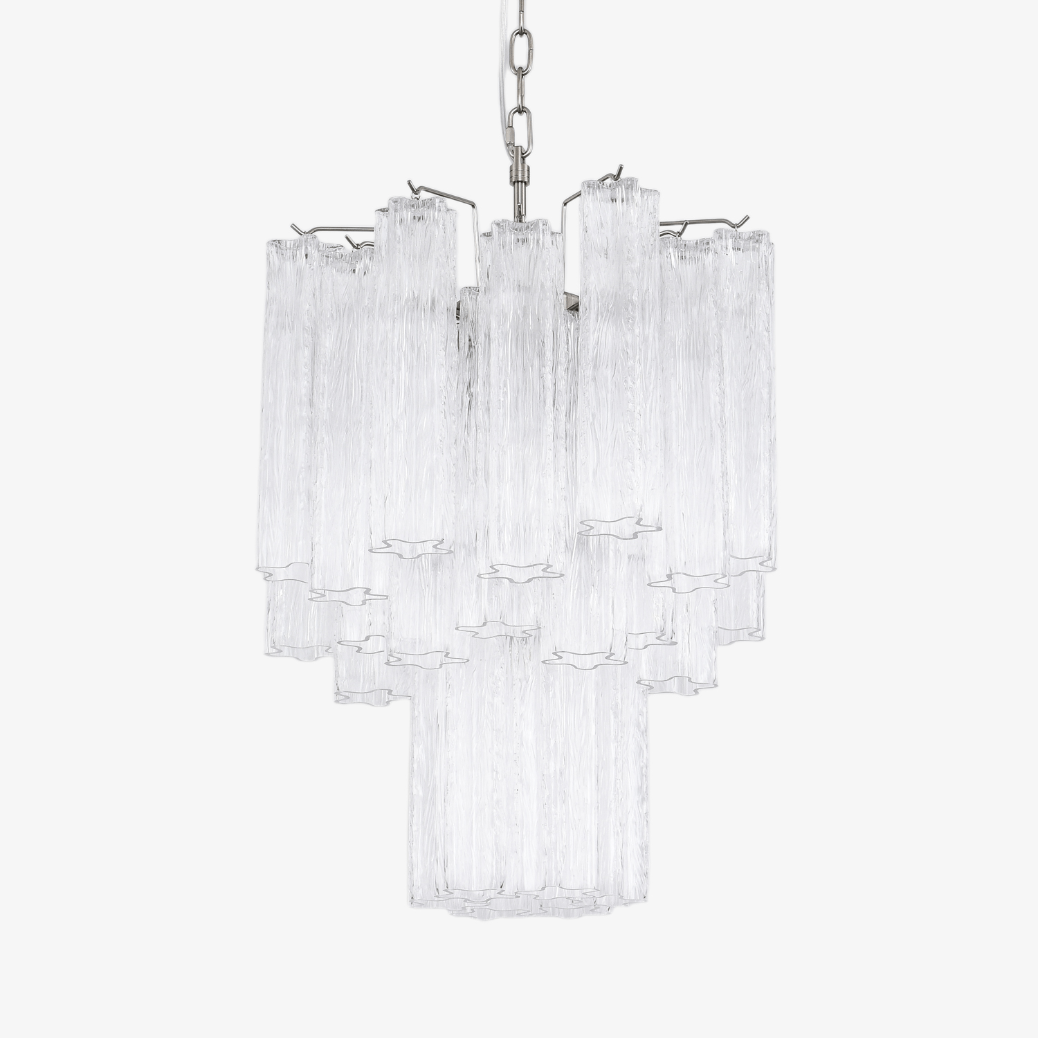 Aurora Chandelier Clear Murano Glass Tube Tiered Modern - Blowlighting