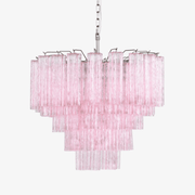 Aurora Chandelier Pink Glass Multi-Tier Romantic Glow - Blowlighting