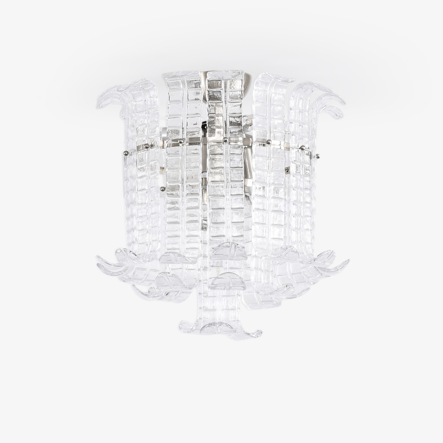 Aurora Ceiling Lamp Clear Murano Glass Flush Mount - Blowlighting