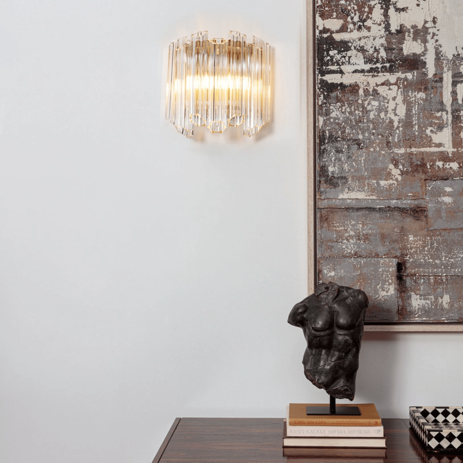 Aurora Wall Lamp Clear Murano Glass Tube Cascade - Blowlighting