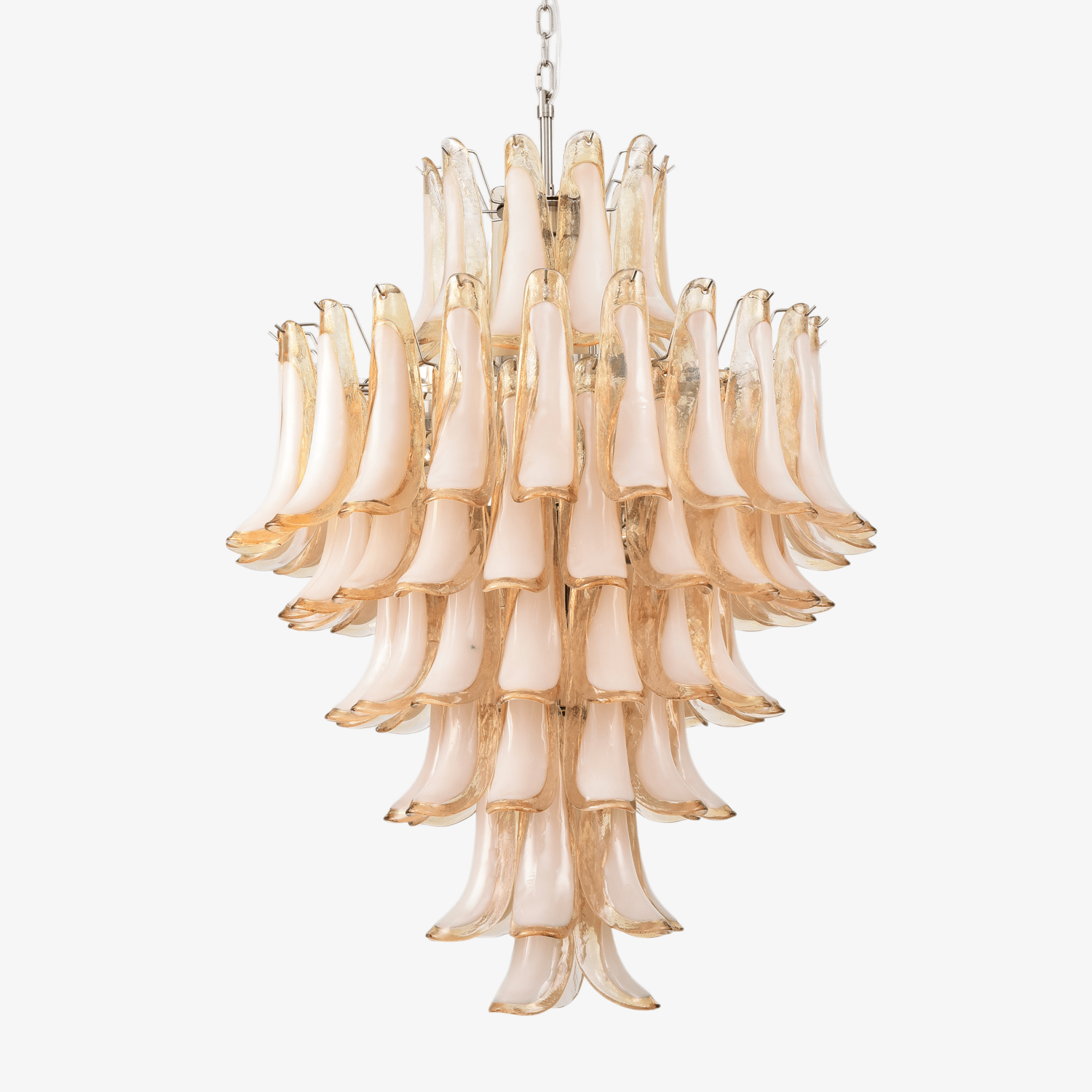 Aurora Chandelier Amber Murano Glass Petal Layered Luxury - Blowlighting
