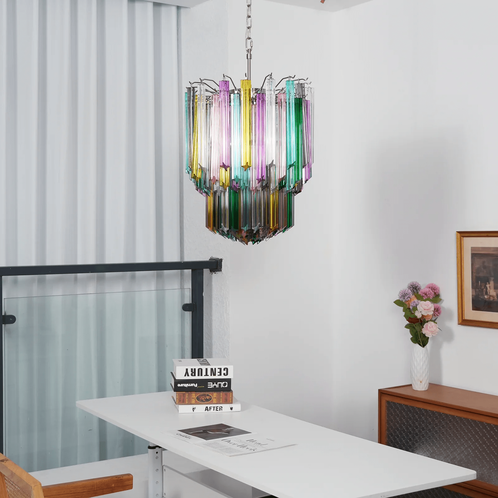 Aurora Chandelier Murano Glass Colorful Prism - Blowlighting