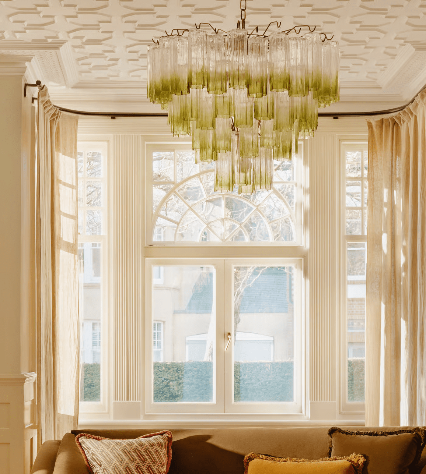 Aurora Chandelier Murano Glass Tiered Green - Blowlighting