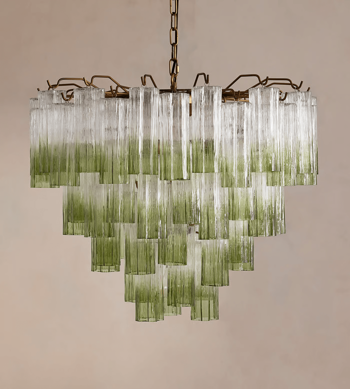 Aurora Chandelier Murano Glass Tiered Green - Blowlighting