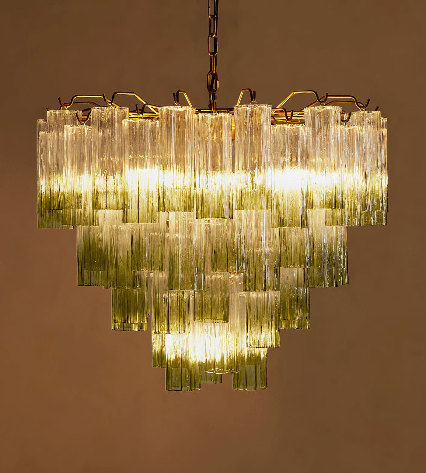 Aurora Chandelier Murano Glass Tiered Green - Blowlighting
