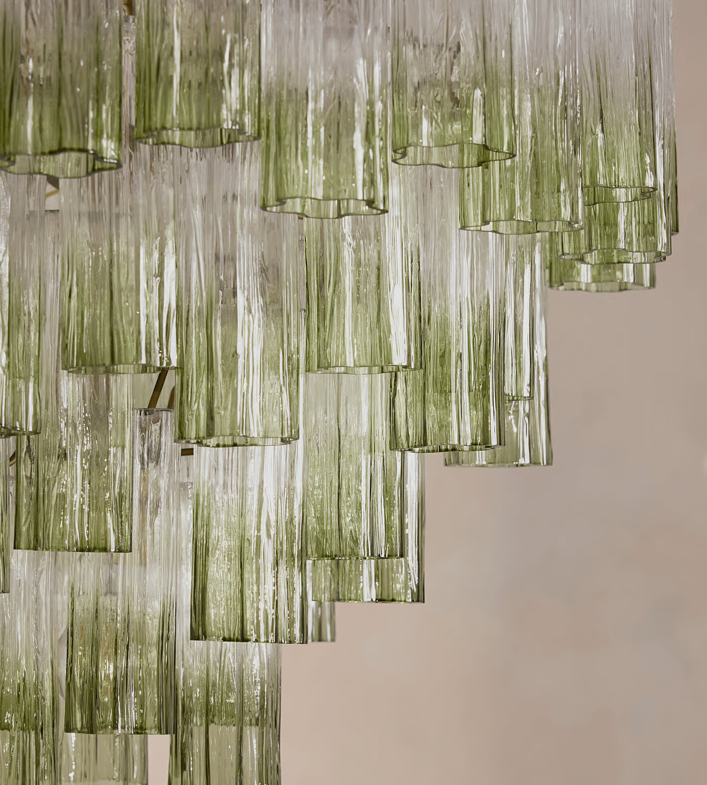Aurora Chandelier Murano Glass Tiered Green - Blowlighting
