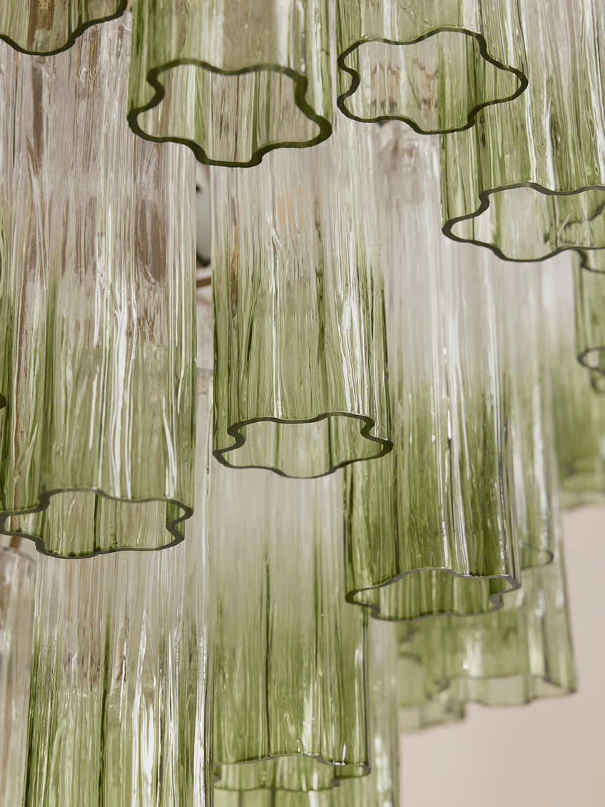 Aurora Chandelier Murano Glass Tiered Green - Blowlighting