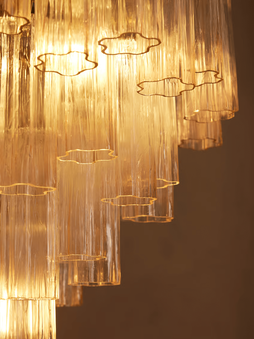 Aurora Chandelier Murano Glass Tiered Green - Blowlighting