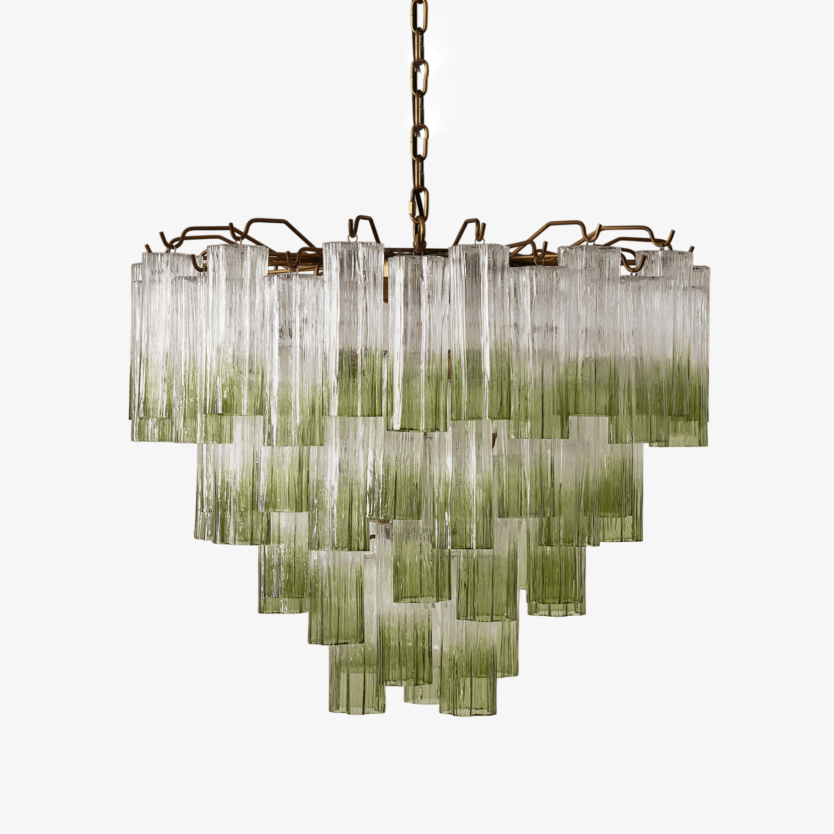 Aurora Chandelier Murano Glass Tiered Green - Blowlighting