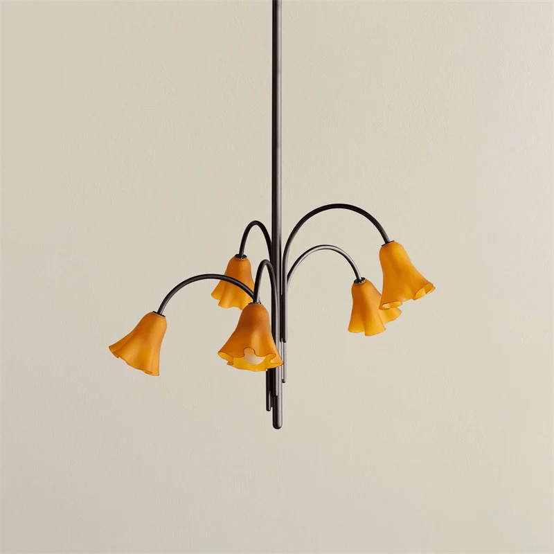 Aurora Chandelier Blossom Petal Glass Arms - Blowlighting