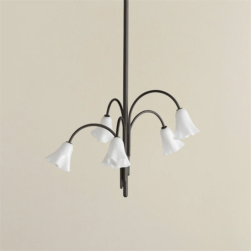 Aurora Chandelier Blossom Petal Glass Arms - Blowlighting