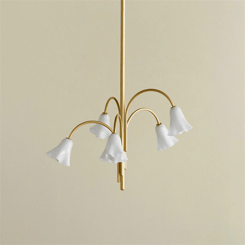 Aurora Chandelier Blossom Petal Glass Arms - Blowlighting