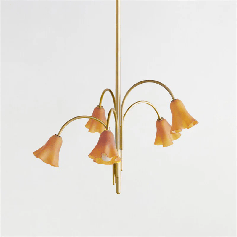 Aurora Chandelier Blossom Petal Glass Arms - Blowlighting
