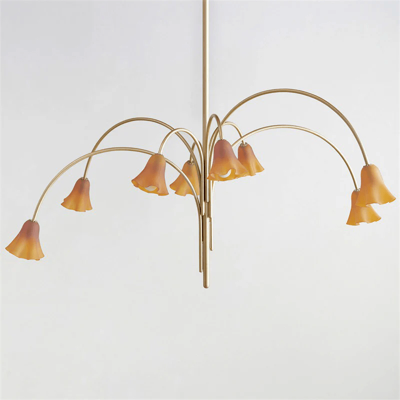 Aurora Chandelier Blossom Petal Glass Arms - Blowlighting
