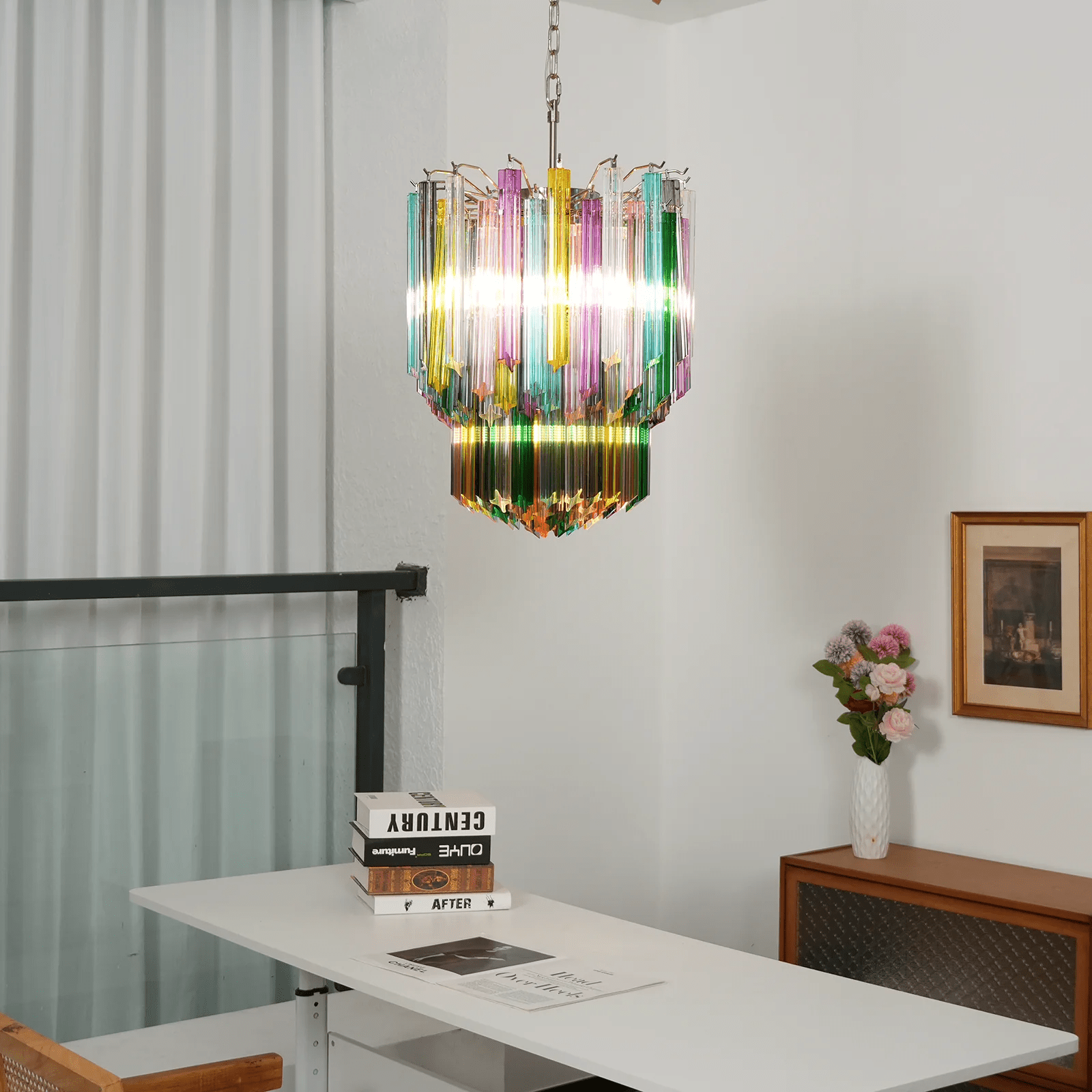 Aurora Chandelier Murano Glass Colorful Prism - Blowlighting