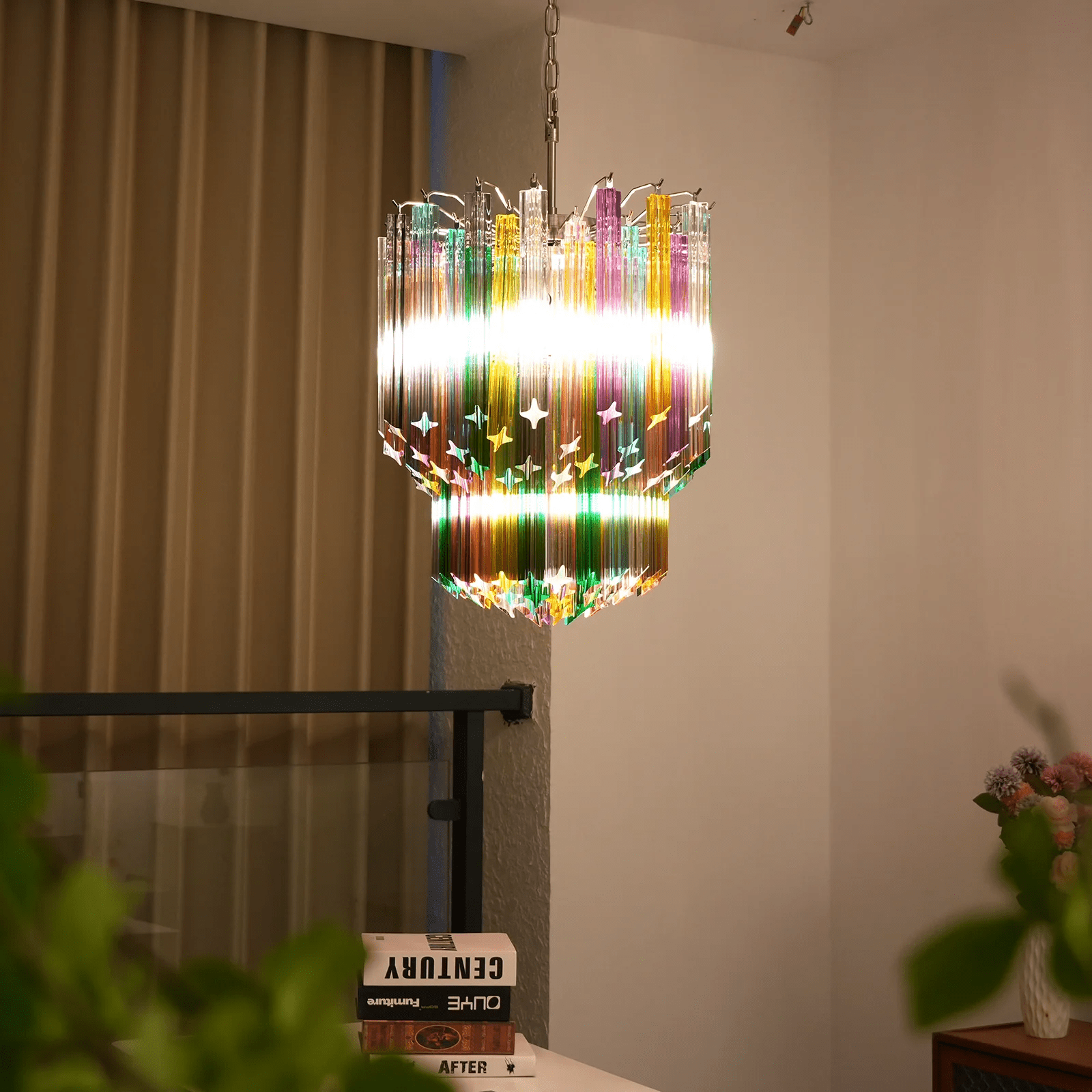 Aurora Chandelier Murano Glass Colorful Prism - Blowlighting