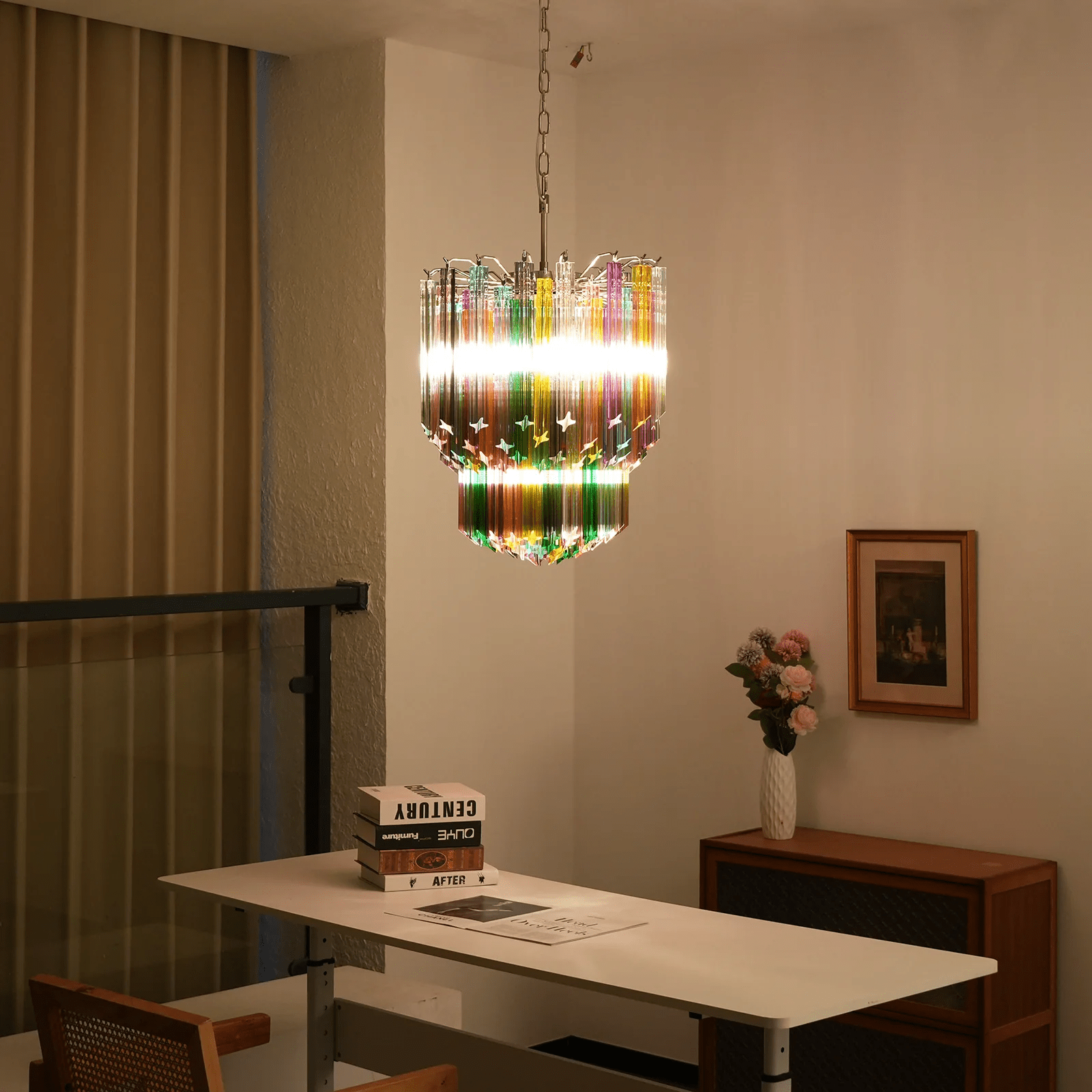 Aurora Chandelier Murano Glass Colorful Prism - Blowlighting