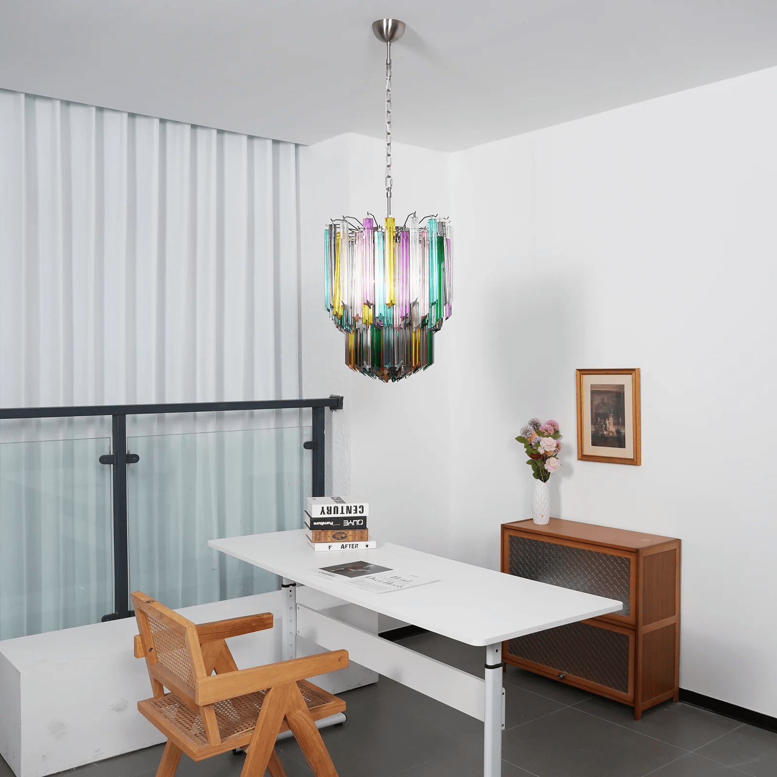 Aurora Chandelier Murano Glass Colorful Prism - Blowlighting