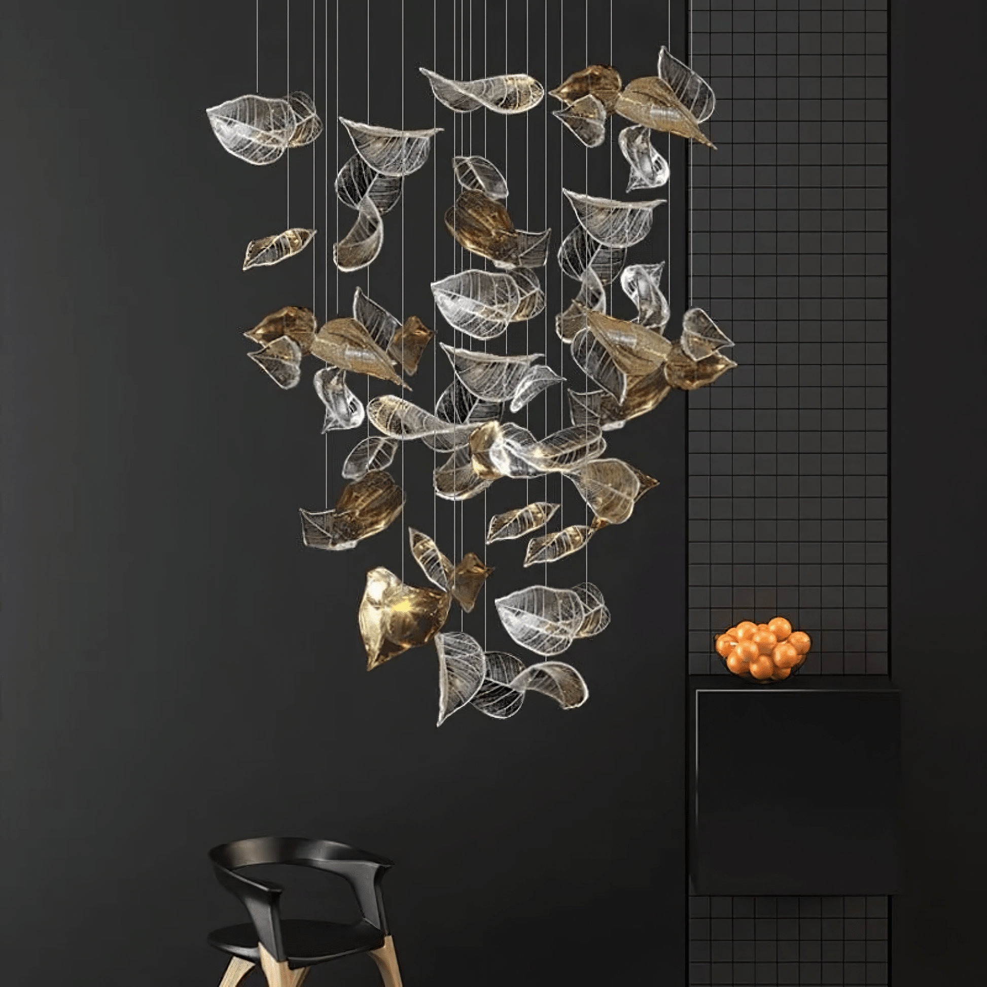 Cesilila Iridescent Metal Leaf Pendant Light - Blowlighting