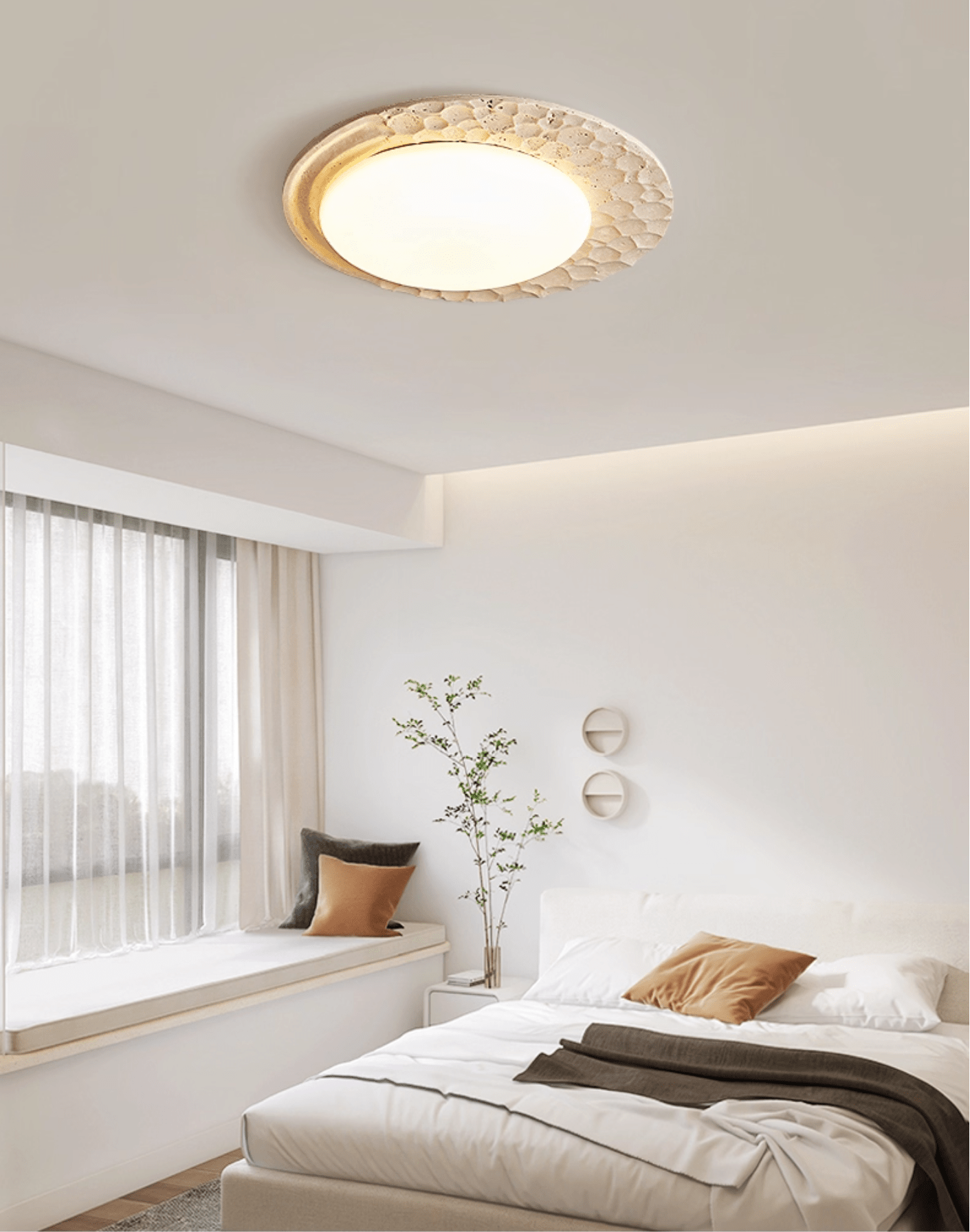 Ivsoris Textured Travertine Ceiling Light - Blowlighting
