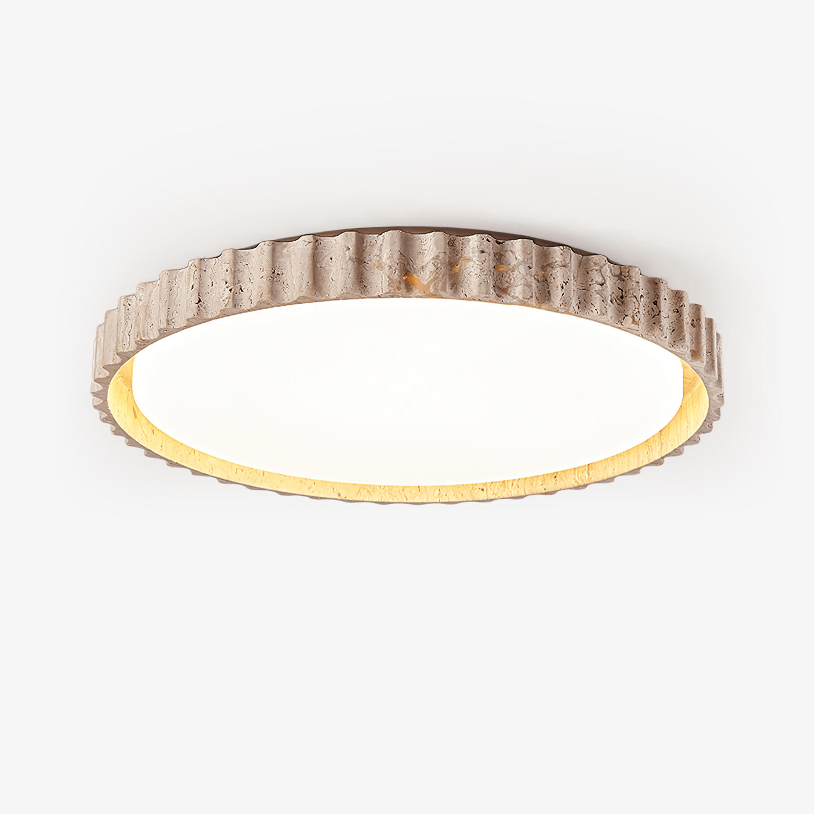 Ornorus Fluted Ring Travertine Ceiling Light - Blowlighting