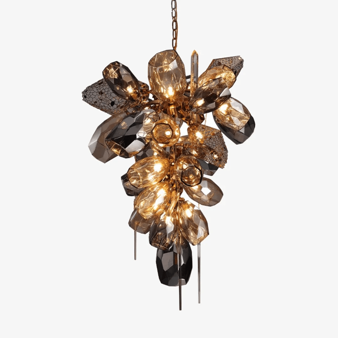 Aurora Chandelier Modern Glass Crystal Smoked Cluster - Blowlighting