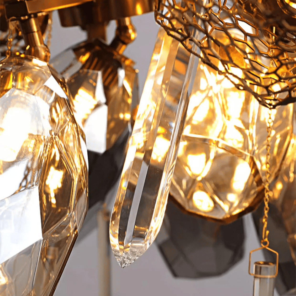 Aurora Chandelier Modern Glass Crystal Smoked Cluster - Blowlighting