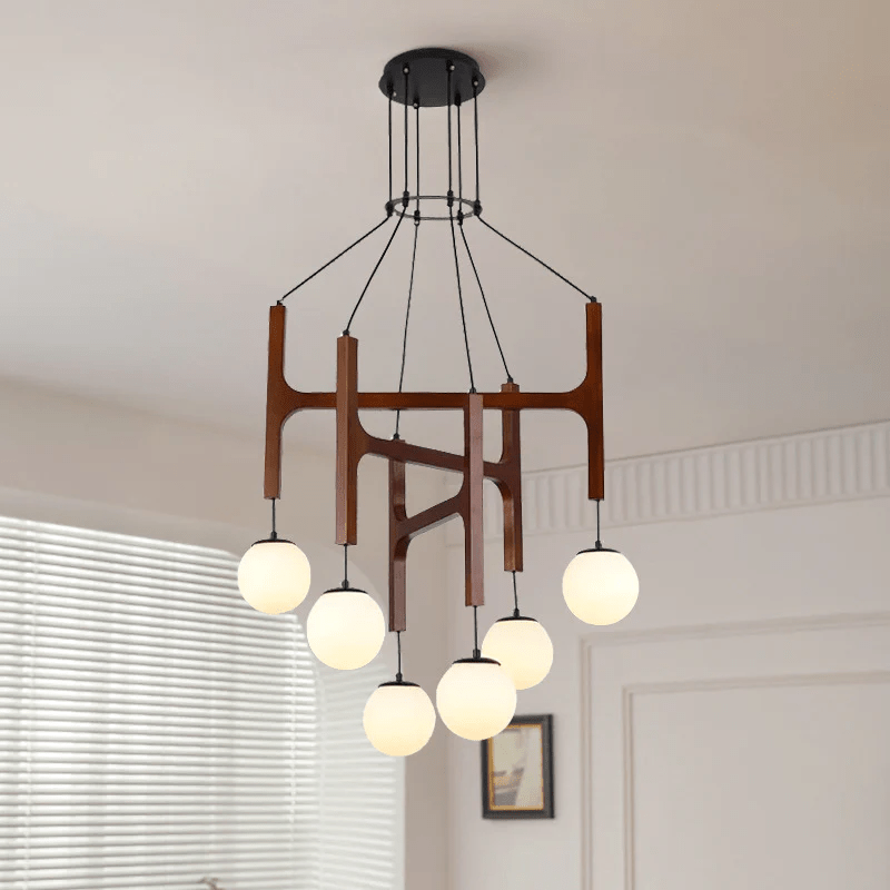 Xylocube Geometric Wood Globe Pendant Light - Blowlighting