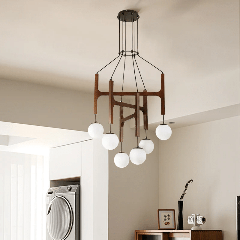 Xylocube Geometric Wood Globe Pendant Light - Blowlighting