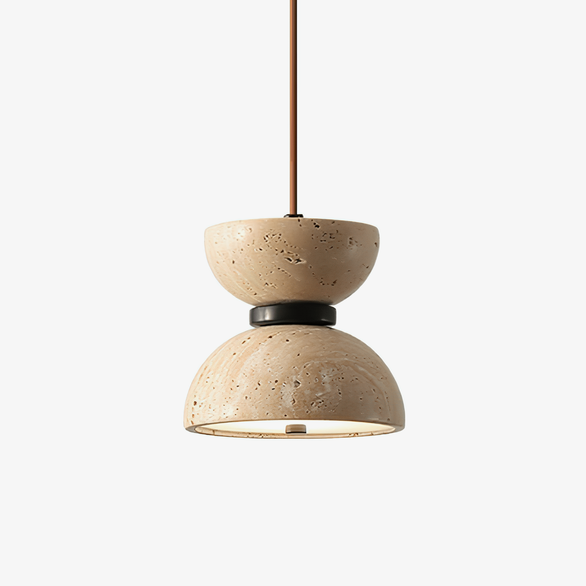 Tersus Travertine Hourglass Pendant Light Double-dome - Blowlighting