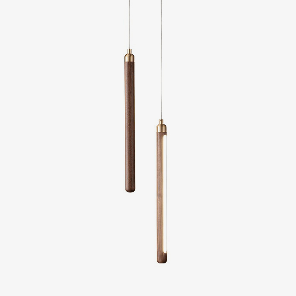 Kyoto Walnut Brass Linear Pendant Light - Blowlighting