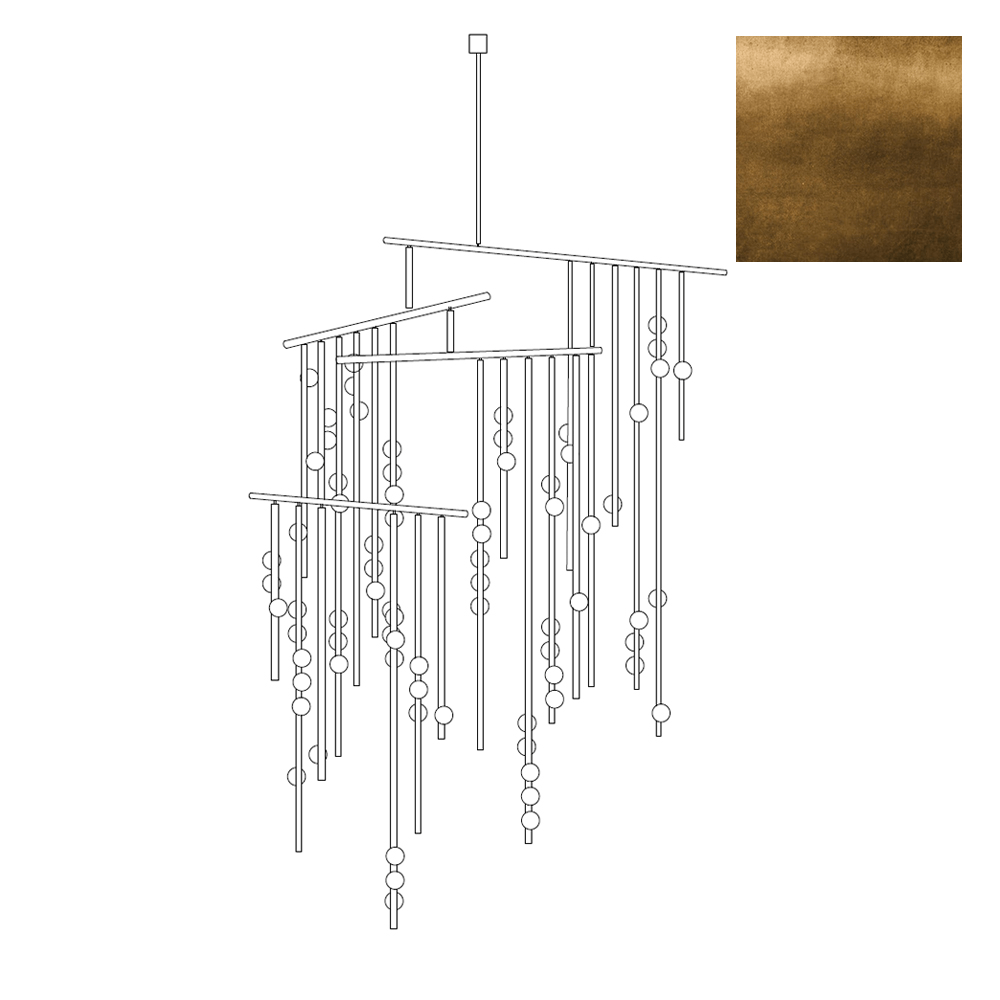 Eurzoris Geometric Brass Linear Pendant Light Chandelier - Blowlighting