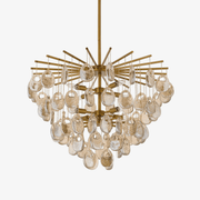 Aurora Chandelier Amber Seedy Glass Drop Antique Brass - Blowlighting