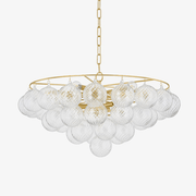 Aurora Chandelier Clear Glass Globe Aged Brass Elegant - Blowlighting