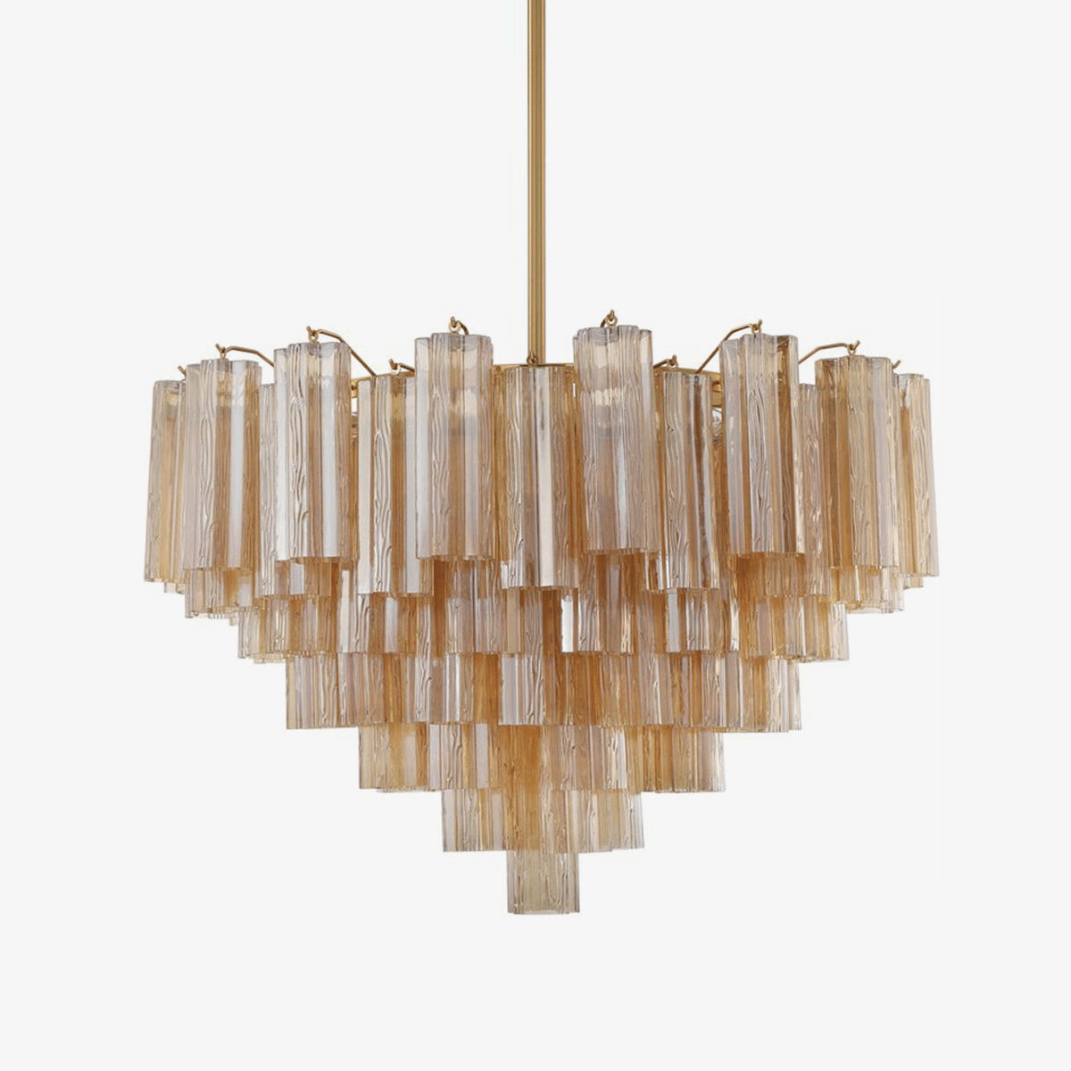 Aurora Murano Chandelier Glass Tube Layered Amber - Blowlighting