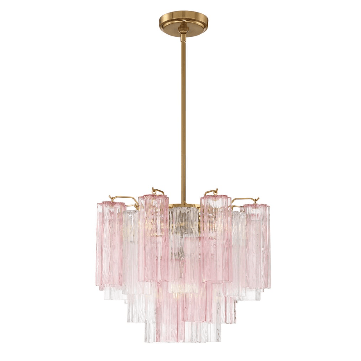 Aurora Murano Chandelier Glass Tube Layered Amber - Blowlighting