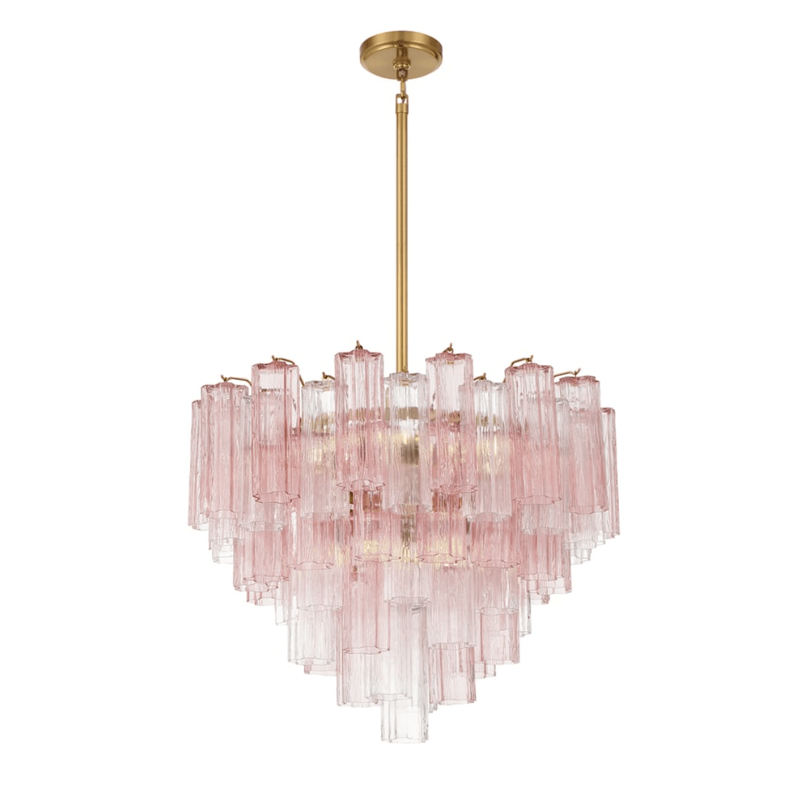 Aurora Murano Chandelier Glass Tube Layered Amber - Blowlighting