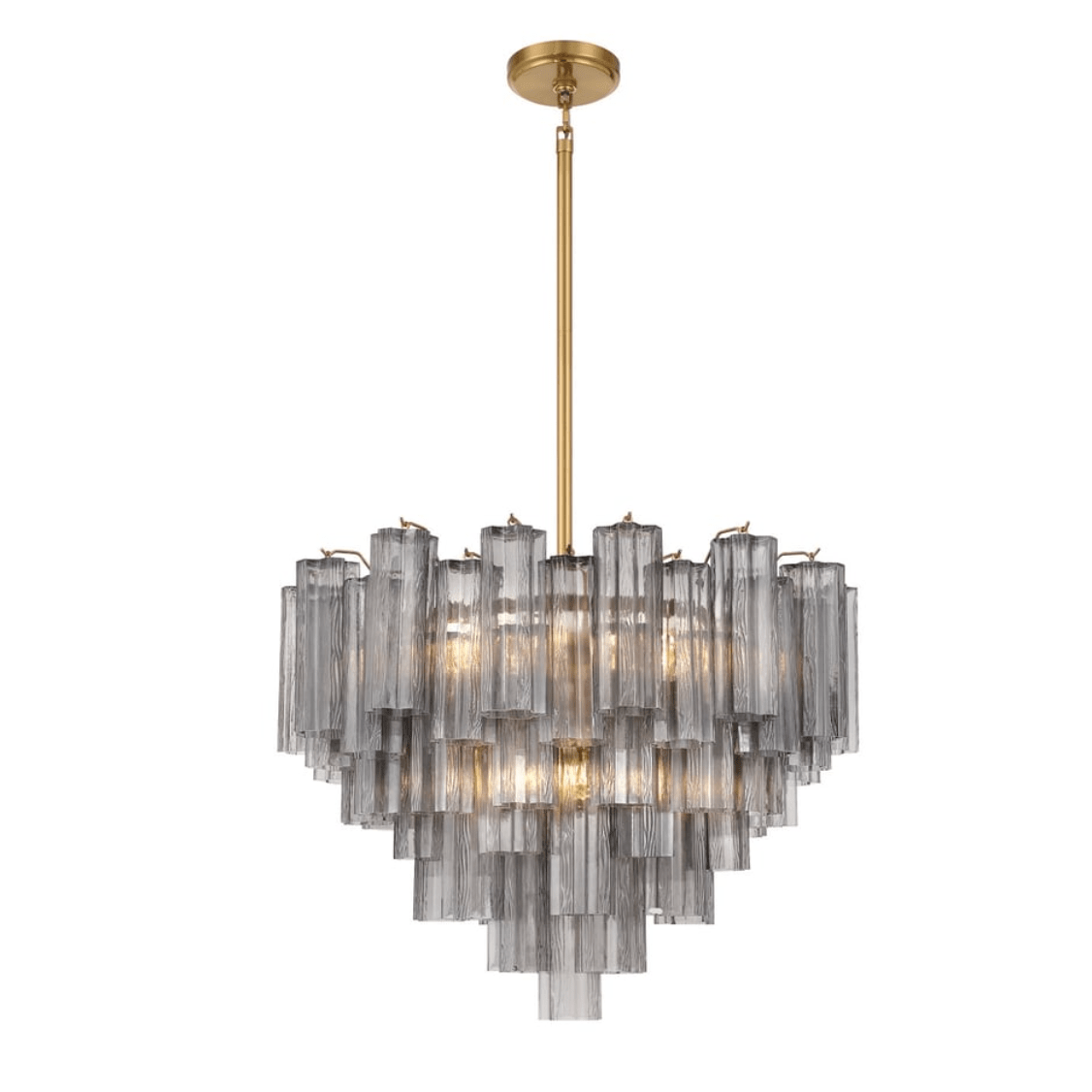 Aurora Murano Chandelier Glass Tube Layered Amber - Blowlighting