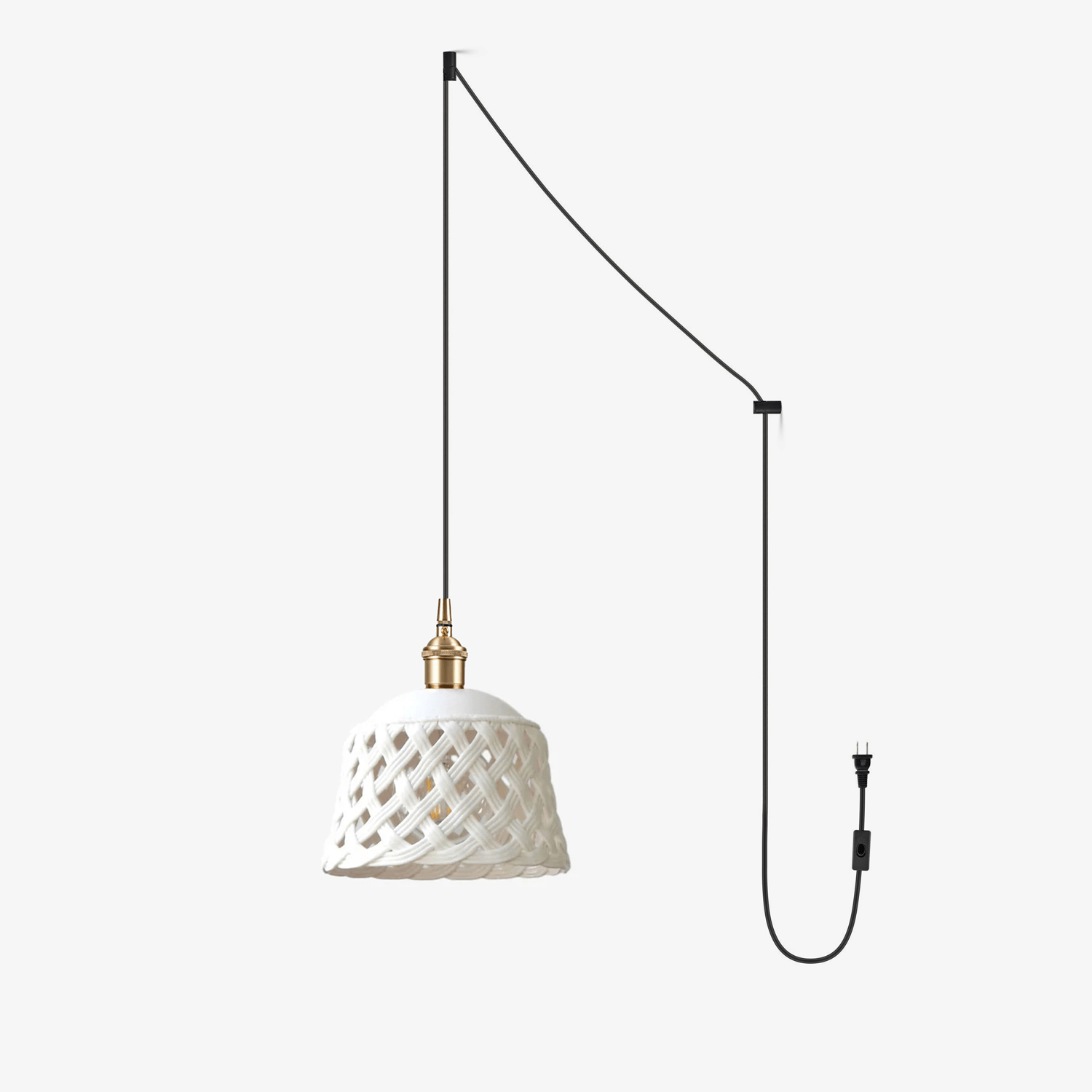 Openwork Ceramic Pendant Swag Light - Blowlighting