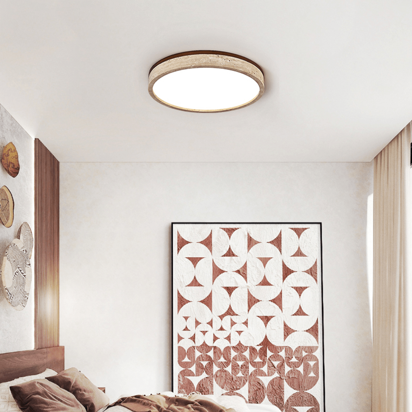 Travertine Halo Round Ceiling Lamp - Vakkerlight