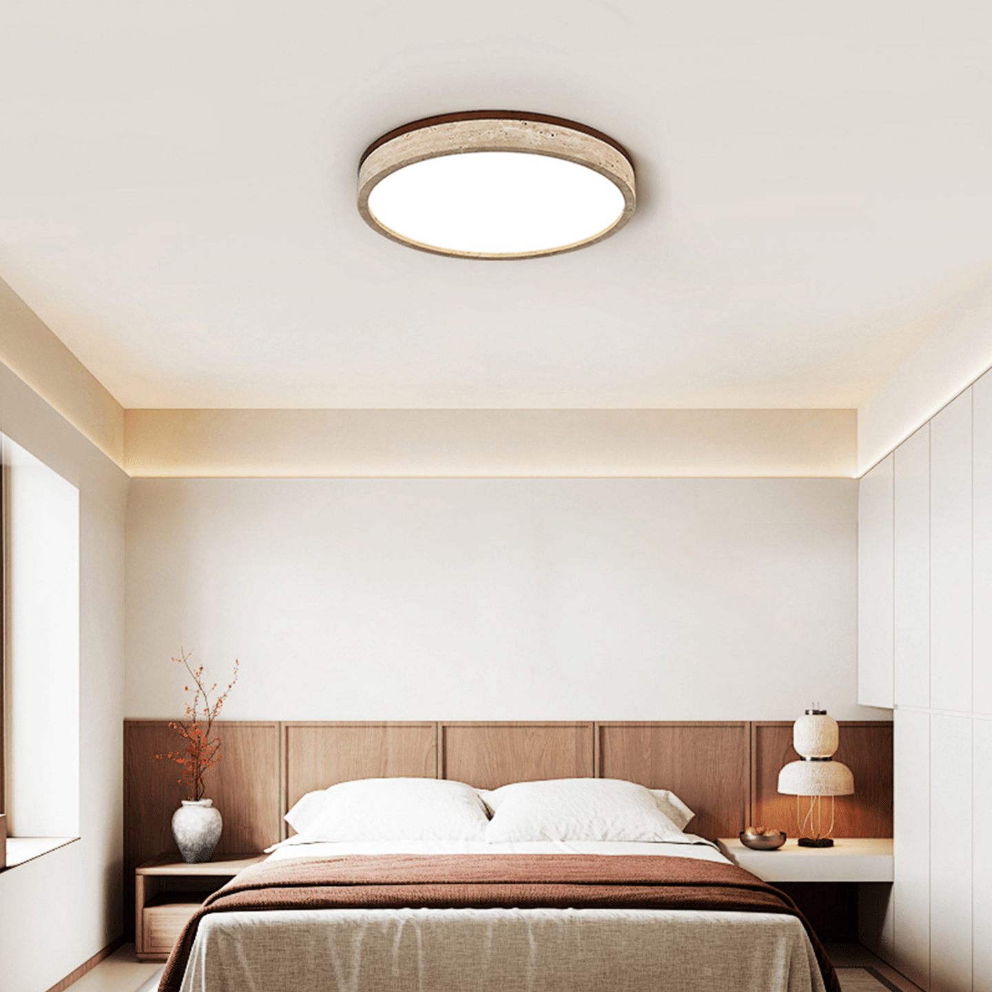 Travertine Halo Round Ceiling Lamp - Vakkerlight