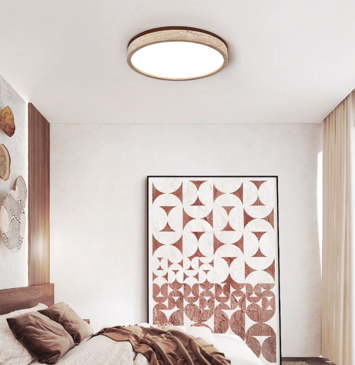 Travertine Halo Round Ceiling Lamp - Vakkerlight