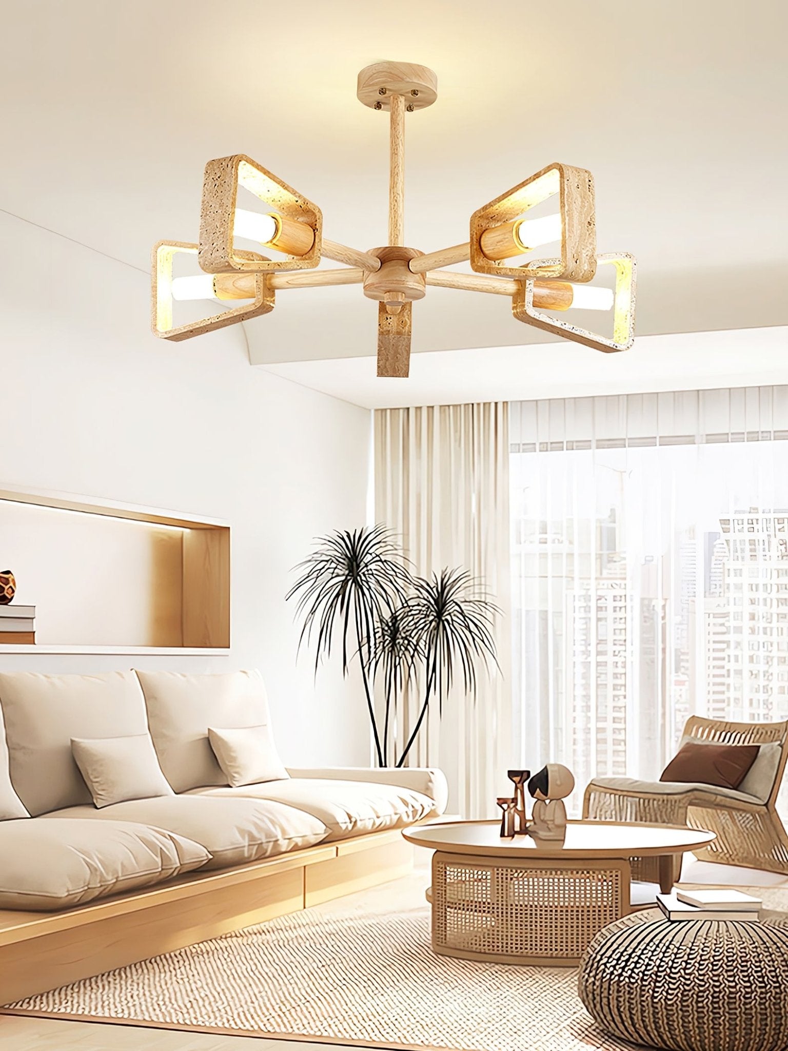 Hedra Travertone Geometric Chandelier - Blowlighting