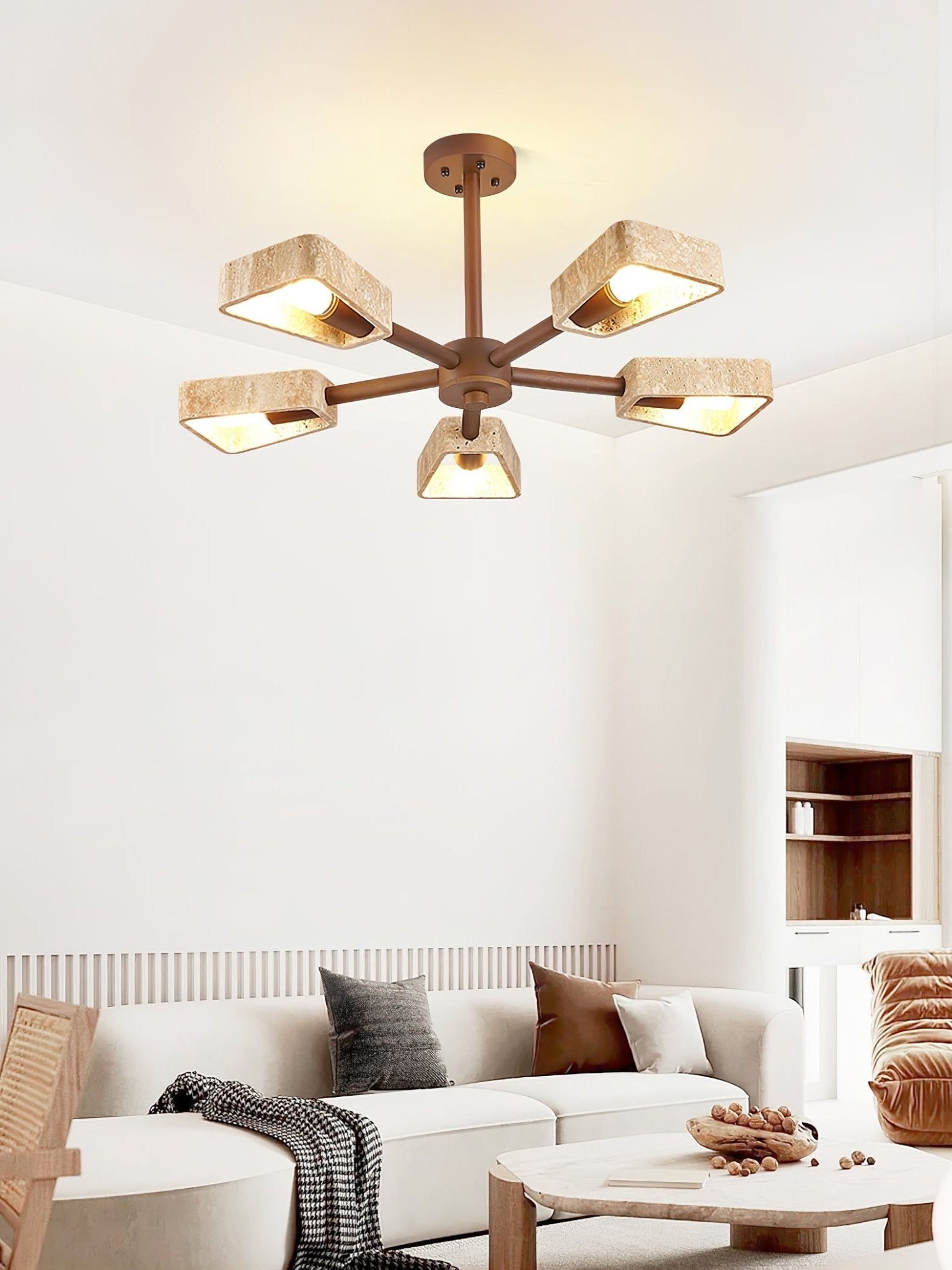 Hedra Travertone Geometric Chandelier - Blowlighting