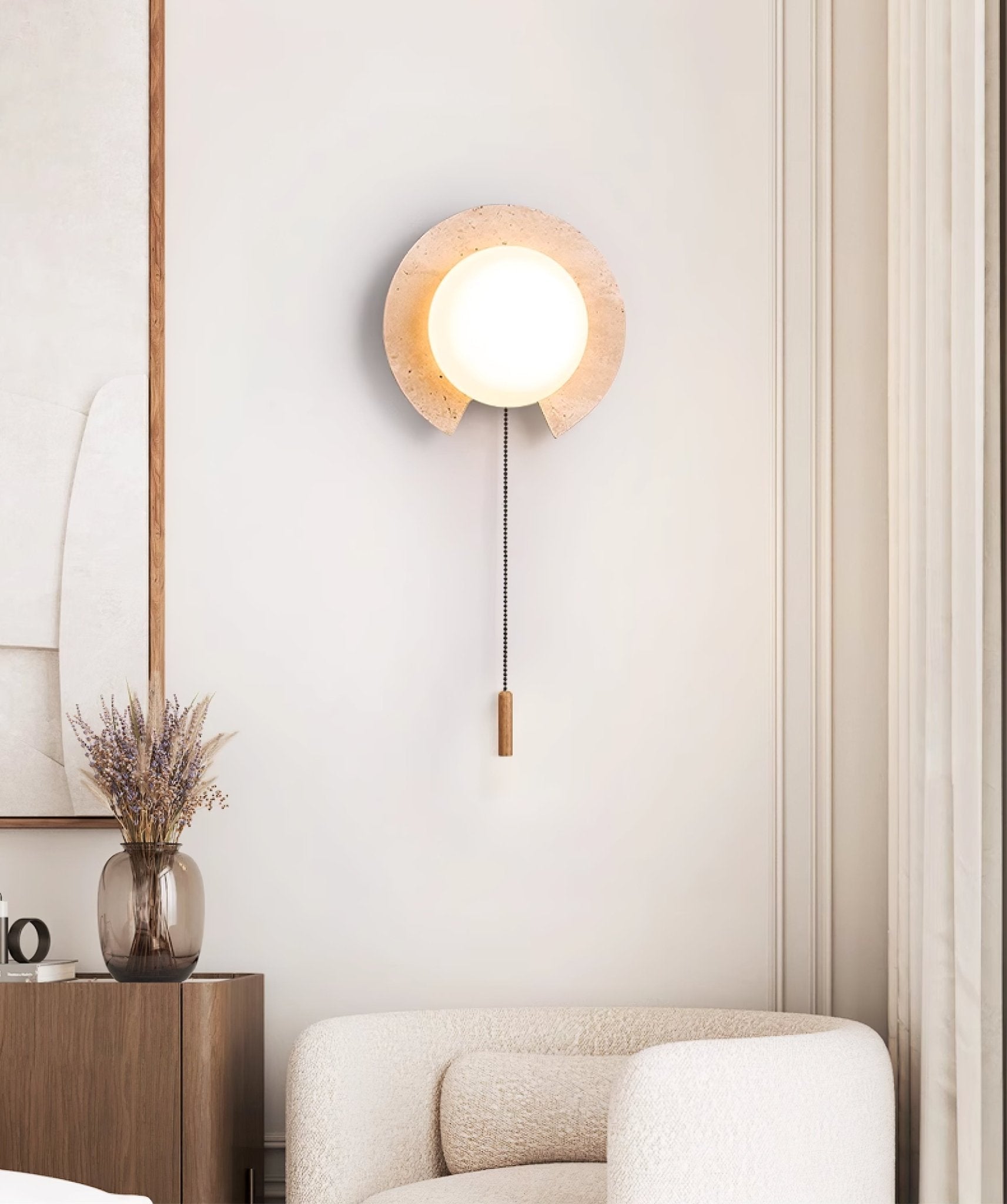 Zamaryra Semi-Circular Travertine Wall Light - Blowlighting