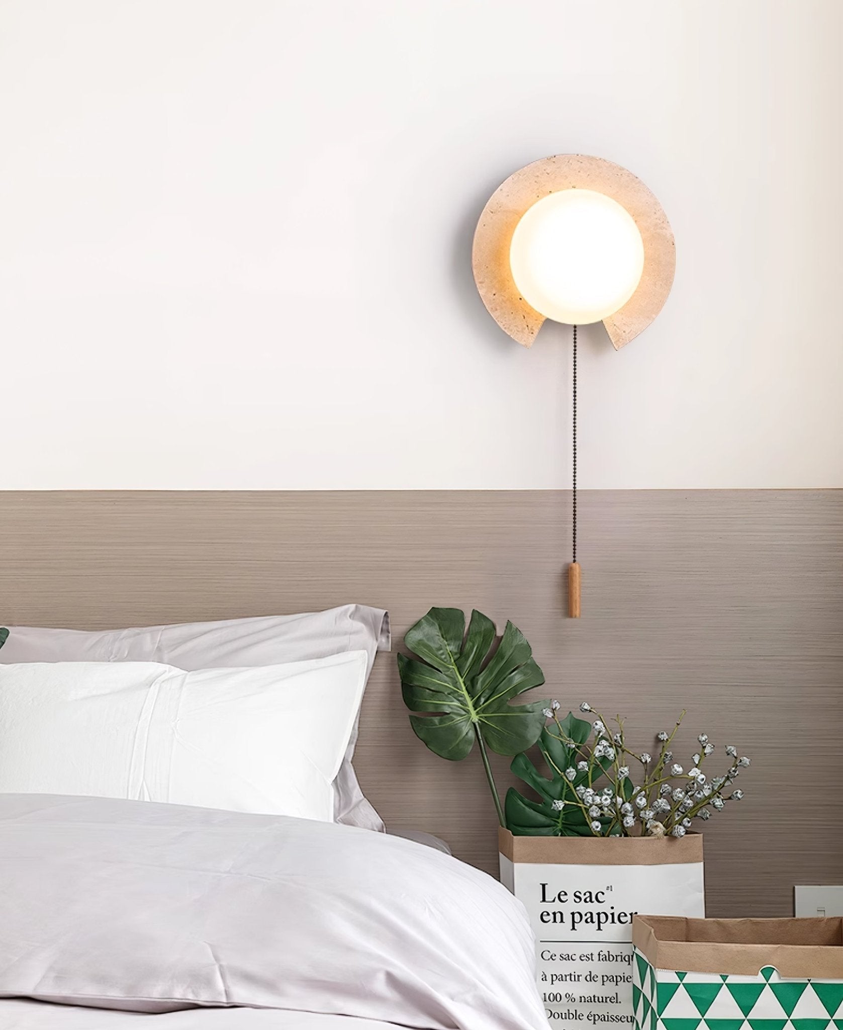 Zamaryra Semi-Circular Travertine Wall Light - Blowlighting
