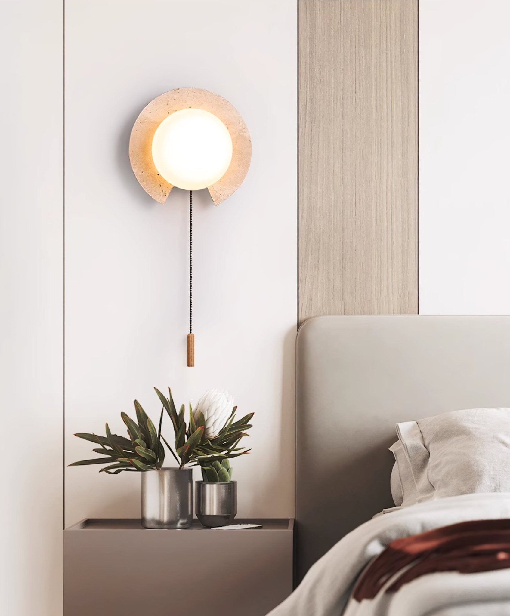 Zamaryra Semi-Circular Travertine Wall Light - Blowlighting