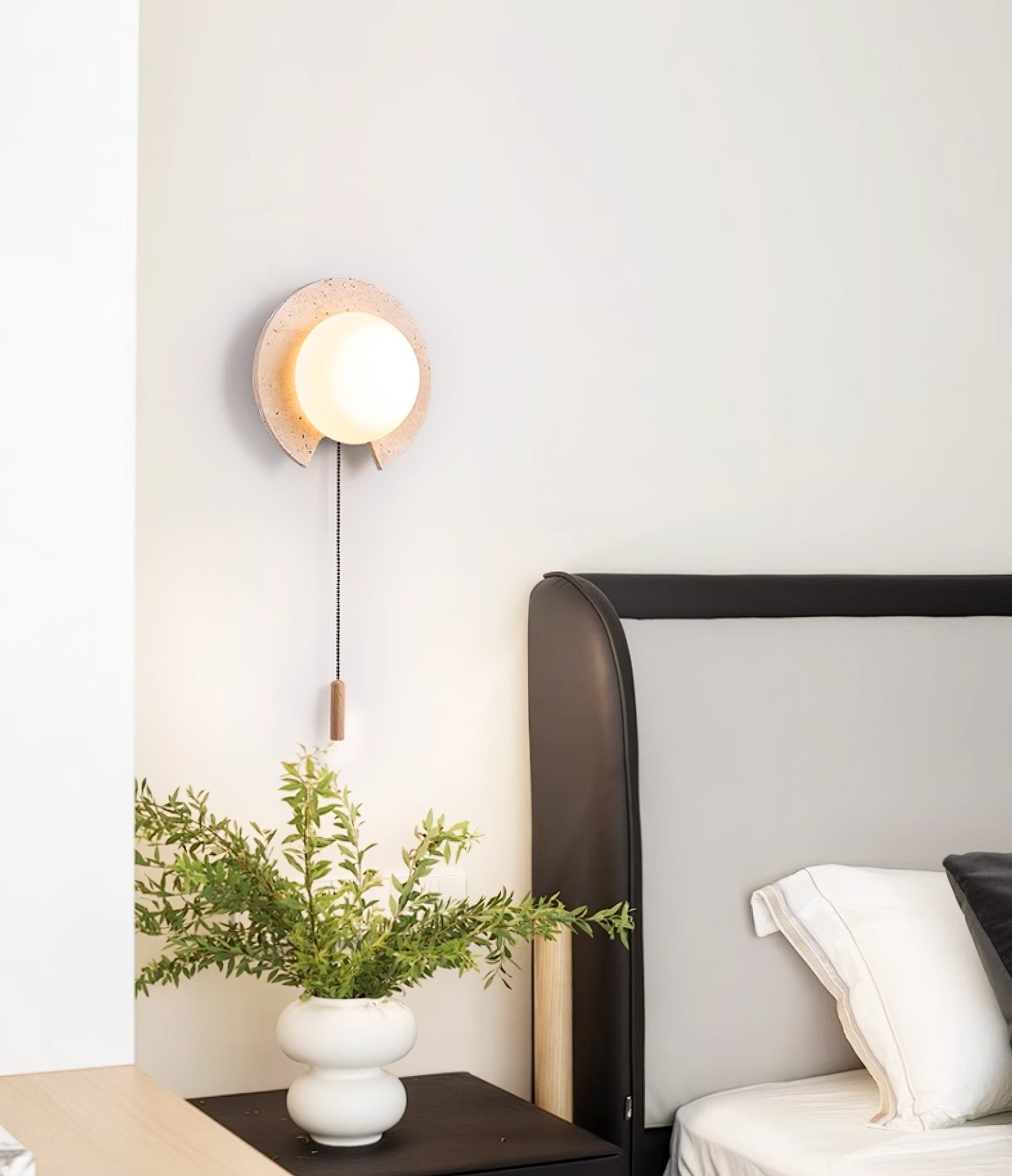 Zamaryra Semi-Circular Travertine Wall Light - Blowlighting