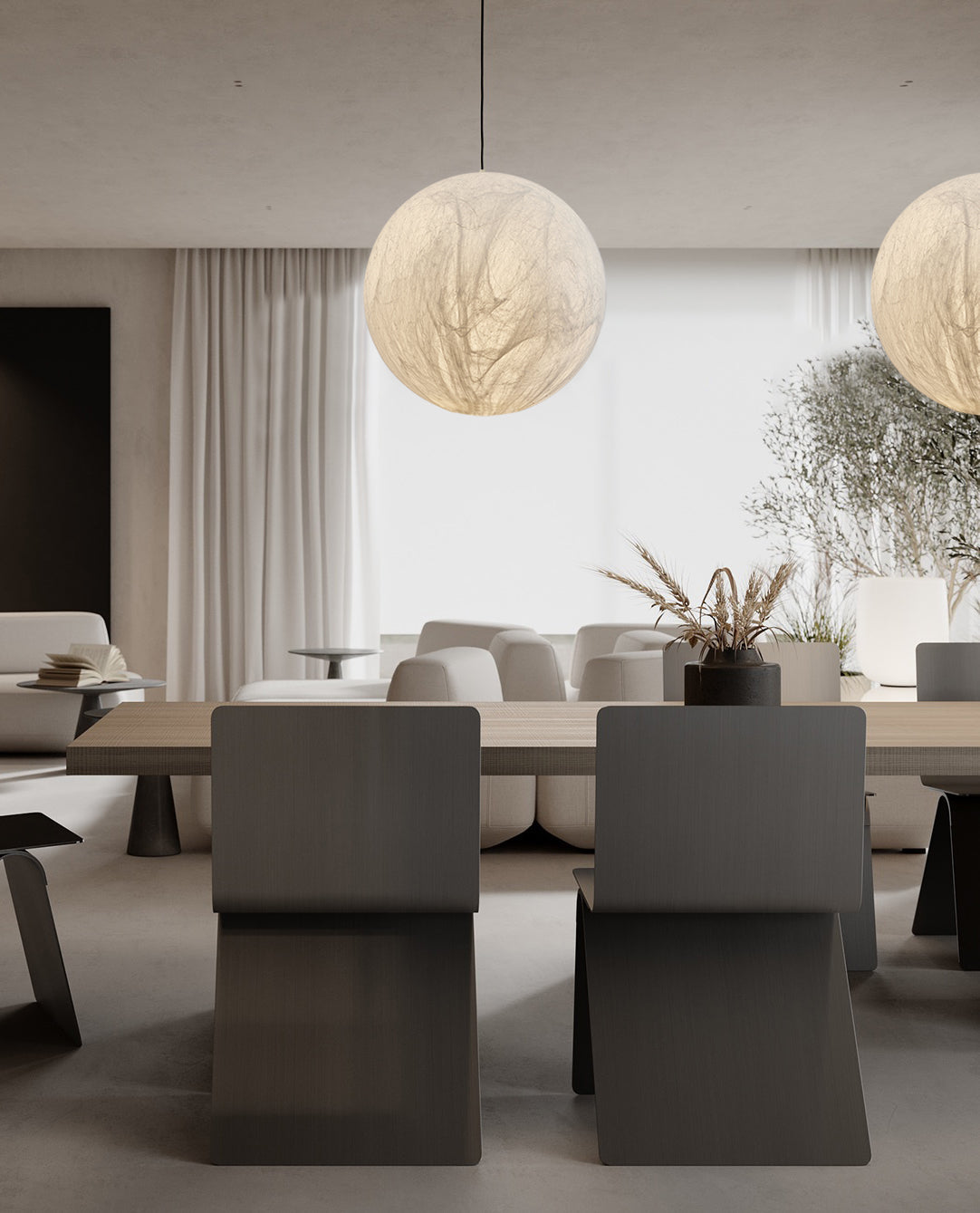 Globe Minimalist Silk Pendant Lamp - Blowlighting